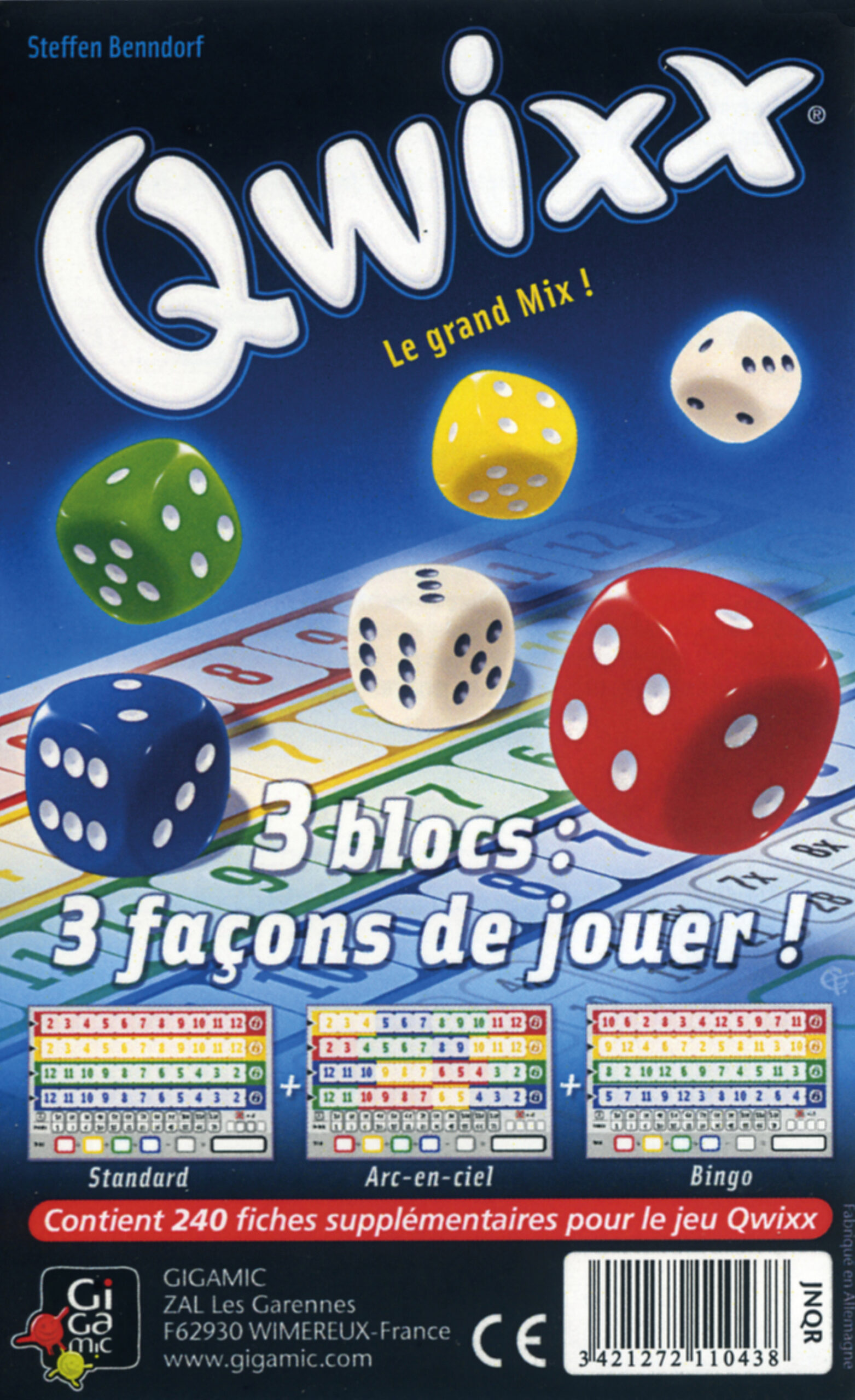 QWIXX - Recharge BLOC DE SCORE (3x80 fiches)