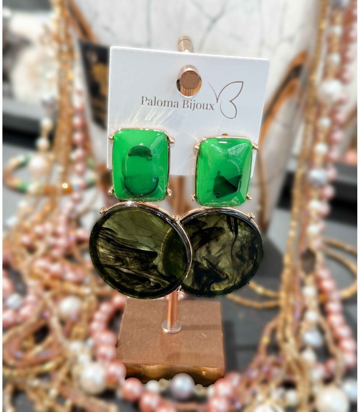 Boucles d'oreille Dé vert (8PCS)