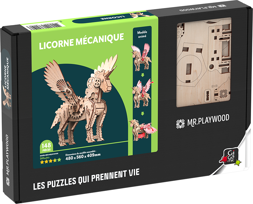 Licorne modèle 3D mobile en bois