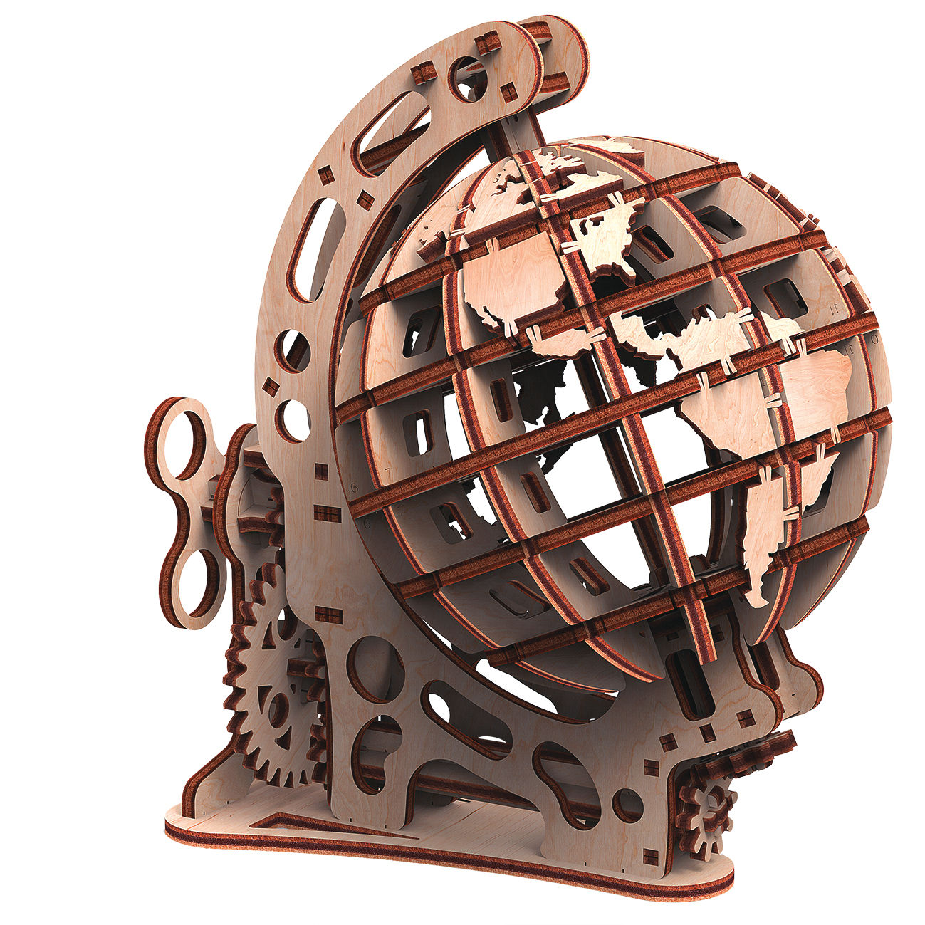 Globe petit modèle 3D mobile en bois
