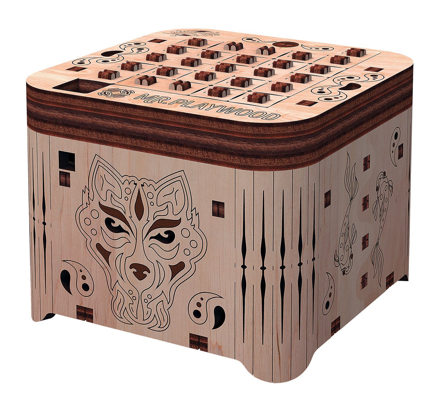 Boite à secret "Tigre" modèle 3D mobile en bois