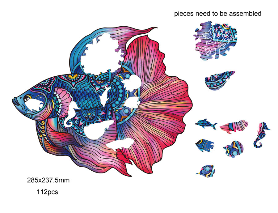 Rainbow wooden puzzle Poisson 112 pcs
