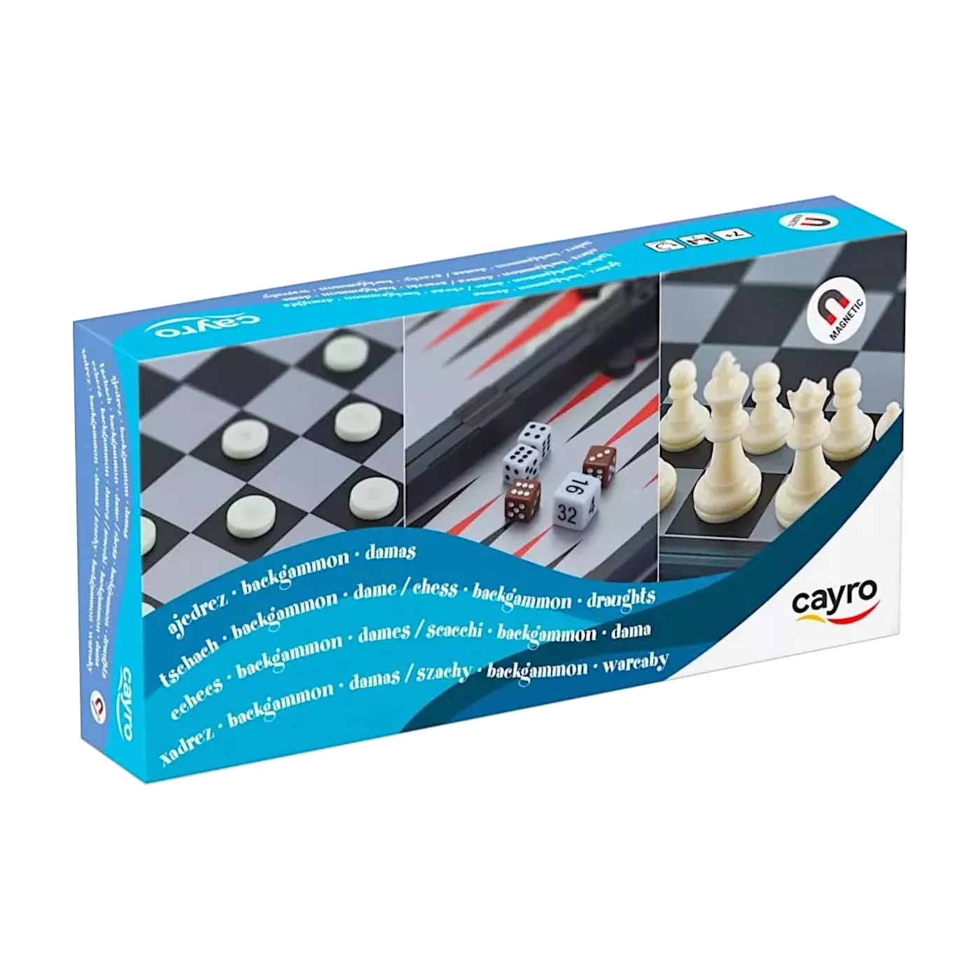 3 Jeux Magnétiques : Échecs, Dames Et Backgammon