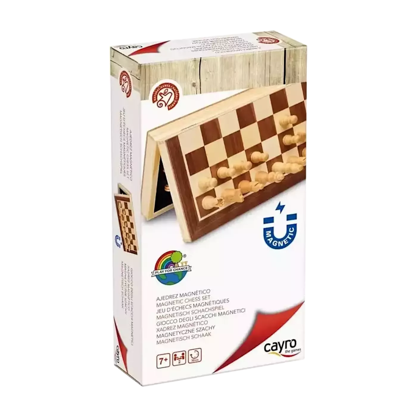 Échecs Magnétiques En Bois Marqueterie 30X30 Cm