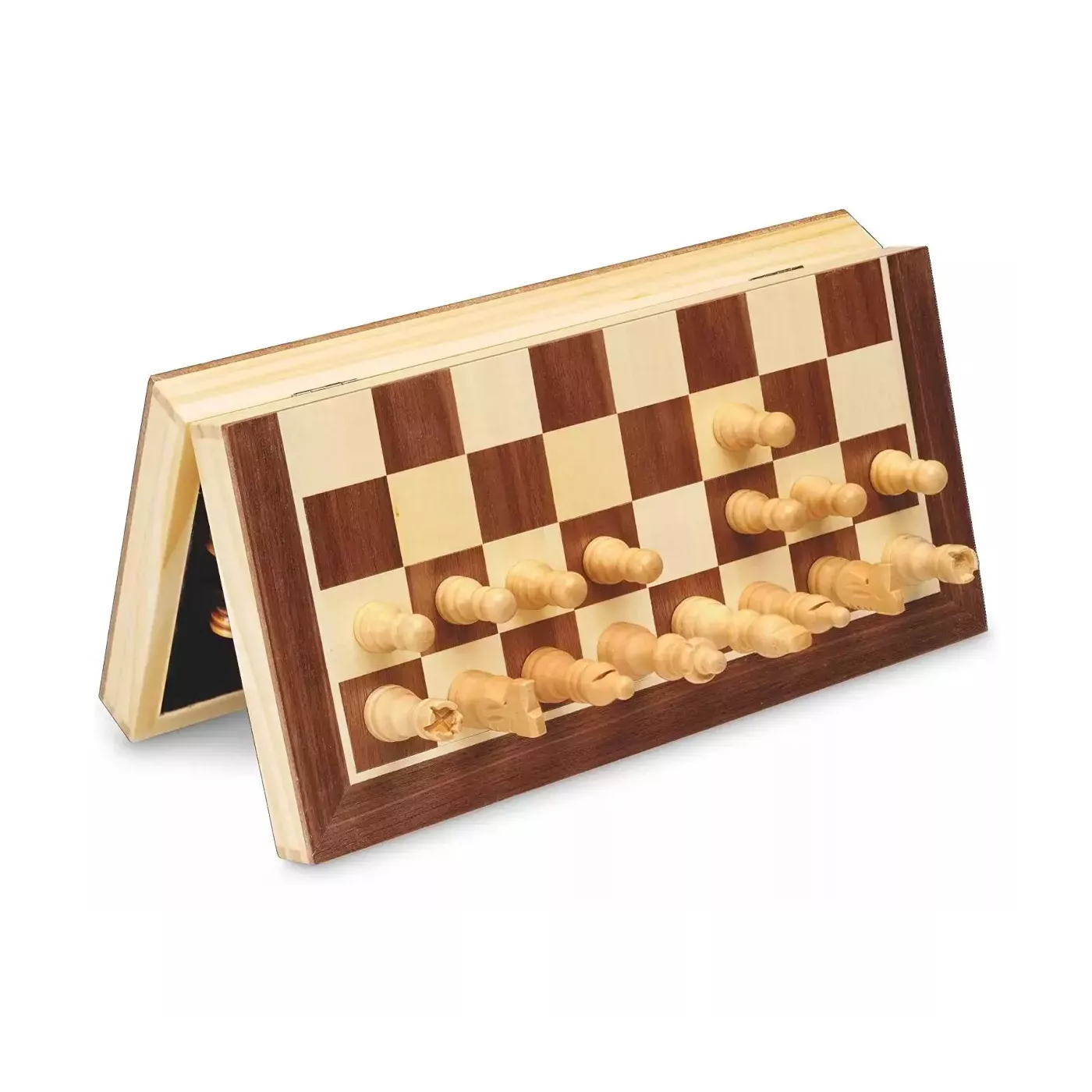 Échecs Magnétiques En Bois Marqueterie 30X30 Cm – Image 2