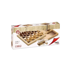 Coffret 3 En 1 : Échecs, Dames Et Backgammon Pliable