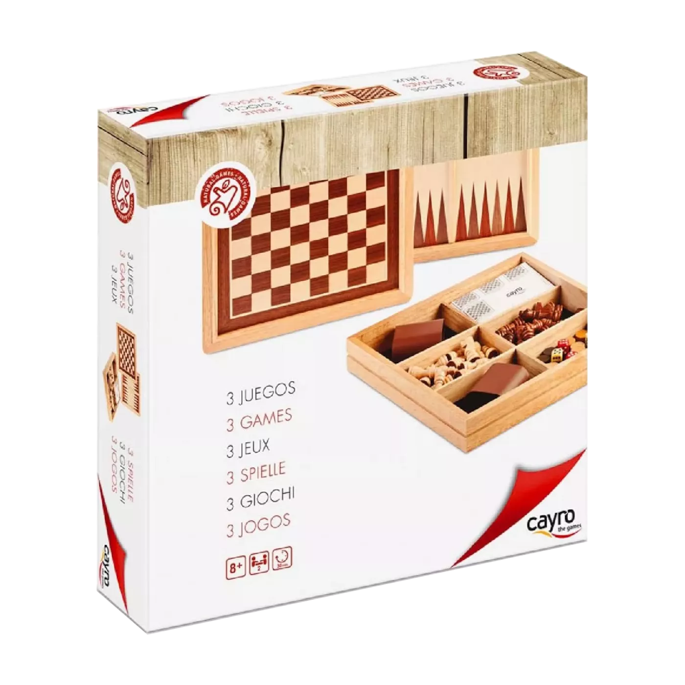 Échecs, Dames Et Backgammon En Bois 30X30 Cm