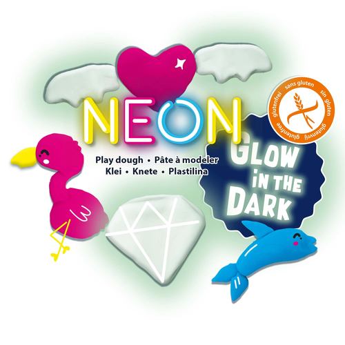 Klei - Neon en Glow in the dark 4x90gr - Pâte à Modeler - Fluo et brille dans le noir 4x90gr – Image 2