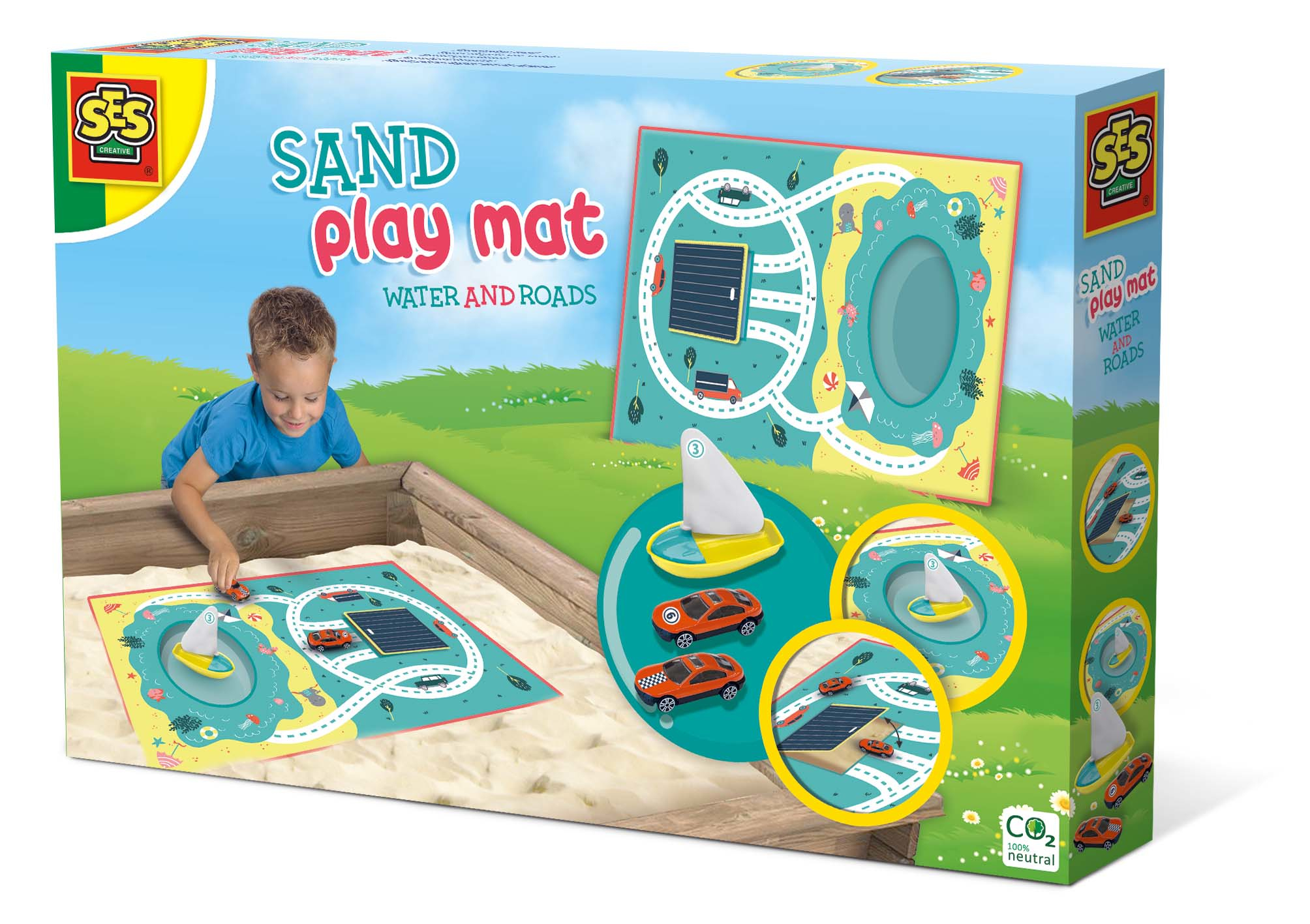 Zand speelmat - Water en wegen - Tapis de jeu sur sable - Eau et routes